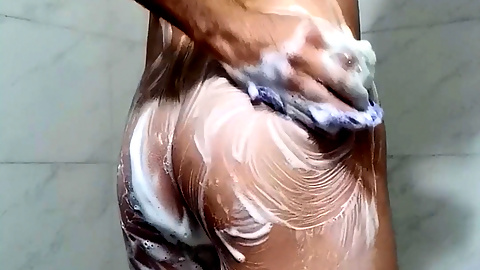 ASMR - Washing and skin routine of butt in the bathroom and showing the anus