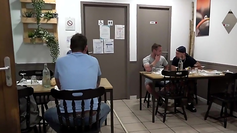 Straight boy fucking a gay in restaurant