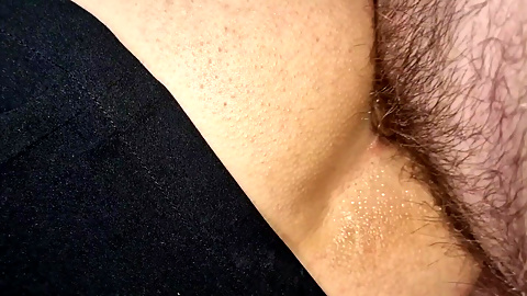 A Transvestite's Big Dick Let Him Fuck His Hole in Tights and a Skirt Covered in Cum