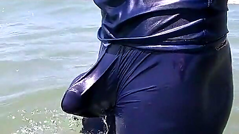 Surfer Gets Erect in His Lycra for the Pleasure of the People