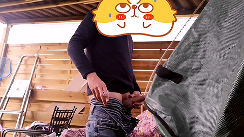 Outdoor Jerkoff While Smoking a Cigarette