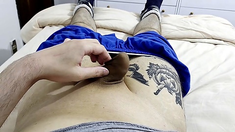 A chilling moment with a handjob for a lad getting off solo