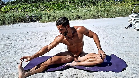 Naked gay yoga, beach voyeur, naked beach yoga