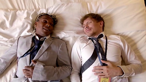 Work buddies Ethan Chase and Adrian Hart get down to some side-by-side self-love