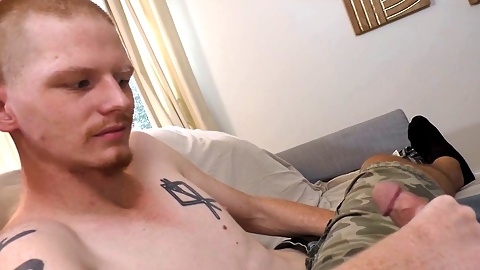 Horny redhead twink takes a big load from a senior creep in POV