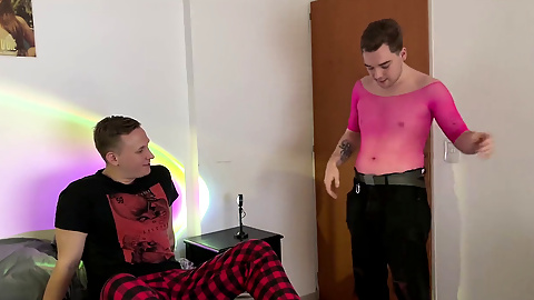 Crossdresser gets a good pounding from a cute gay sissy