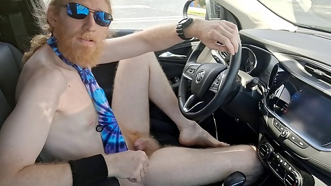 Eating cum, car cruising, shoeless
