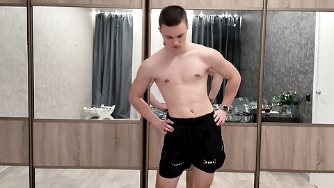 Inexperienced twink teen Alex Sport goes solo for a little fun