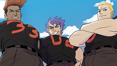 Animated internal cumshot threesome