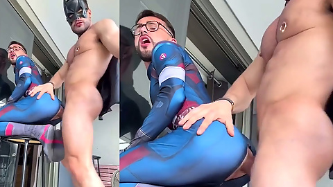 Superhero in costume, channeling Captain America vibes