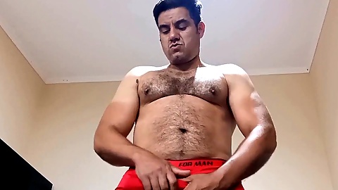 Brazilian bear Yuri Gaucho pleasures himself until he cums