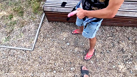 A Random Femboy Jerks My Cock and Eats My Cum in a Park