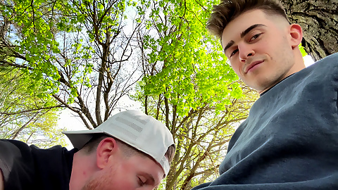 Step Bro Sucks Him Off in the Backyard Til He Busts