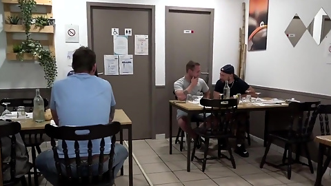 Straight boy fucked by Apolo Adrii in restaurant