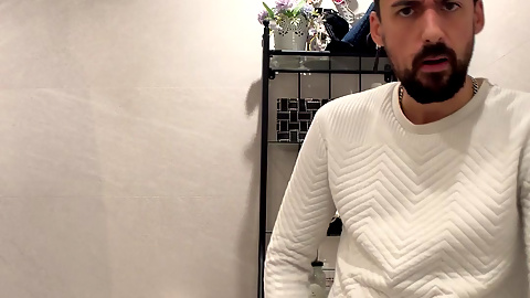 hot daddy jerking off in public bathroom