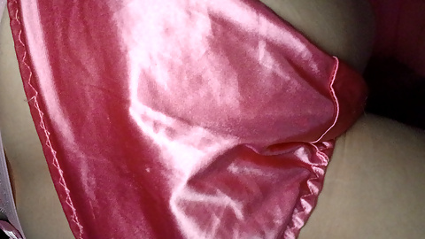 Pink panties on penis of panty boy