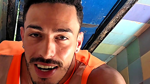 Two Construction Workers Making Out in the Company Bathroom.