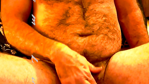 Daddy Stroking His Curved Hard Cock