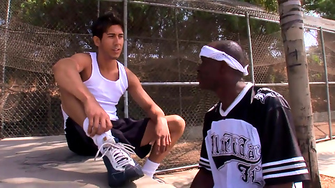 Interracial gay fuck for a young boy hungry for cock