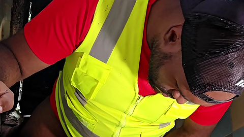 Construction Site Bathroom and Workers